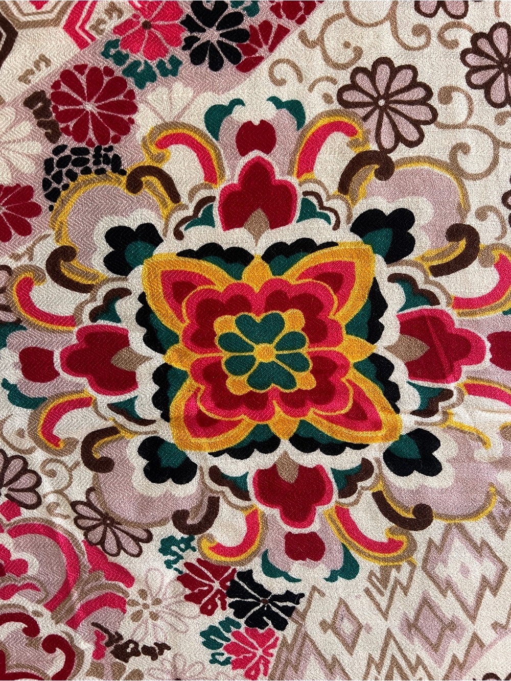 NWT Dana Xu Oversized Wool Pashmina Shawl Wrap Floral 91” x 40”